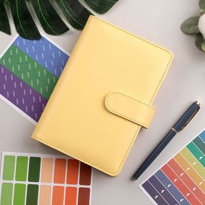 Custom <b>A6</b> Pu Leather Budget Planner Agenda Binder Loose-Leaf Children's Gifts Cash Storage Buckle Promotional Notebook - Product Image 3