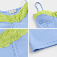 Anjie, Fabricante de Conjuntos de Minifalda y Corsé con Encaje en Contraste, Personalizados con Logotipo, OEM, ODM, Marca Privada, OEKO TEX, BSCI, para Mujer