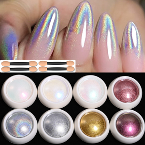 8 pièces de poudre à ongles chromée, <span class=keywords><strong>effet</strong></span> <span class=keywords><strong>miroir</strong></span> métallique, paillettes holographiques, poudre chromée métallique pour ongles, poudre à ongles chromée or <span class=keywords><strong>rose</strong></span> - Product Image 4