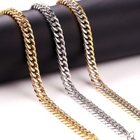 Collier personnalisé en acier inoxydable plaqué or 14K 18K, chaîne cubaine pour femmes et hommes, plusieurs largeurs et longueurs