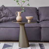 Meubles de salon de luxe pour la maison, table d'appoint ronde en fibre de verre avec plateau en verre trempé, table basse pour le salon
