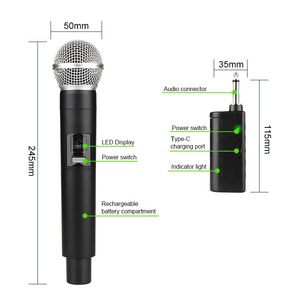Micrófono Inalámbrico Dual <span class=keywords><strong>de</strong></span> 2.4G, Recargable Tipo-C, Alcance <span class=keywords><strong>de</strong></span> 50m, Micrófono Plug and Play para Karaoke, Fiestas en Casa, Discursos, Venta al Por Mayor - Product Image 5