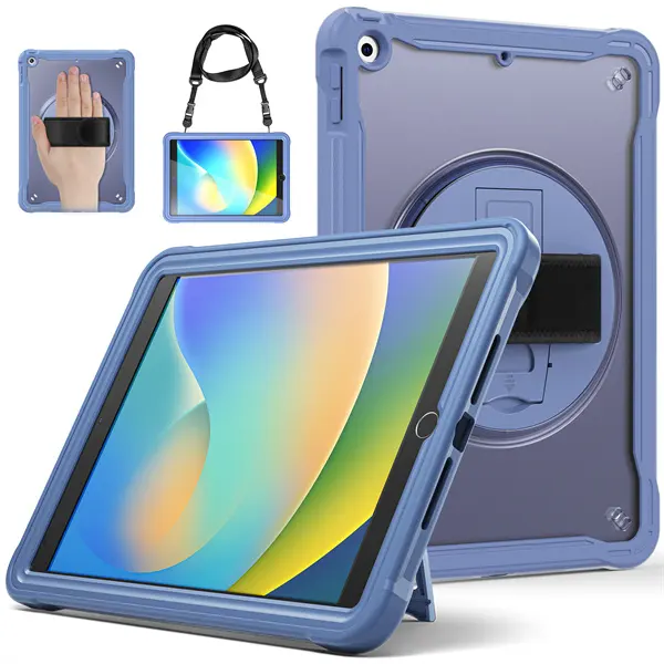 Casing iPad 10.2/Air 3 Pro, casing perlindungan seluruh bodi tugas berat Tablet hibrida 10.5 Pro dengan tali bahu