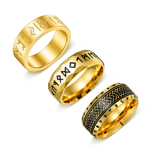 Bagues Vintage en Acier Inoxydable avec <span class=keywords><strong>Runes</strong></span> Nordiques Vikings pour Femme et Homme, Style Punk Simple, Bijoux Créatifs pour Ami, Motard, Cadeau, Vente en Gros - Product Image 6
