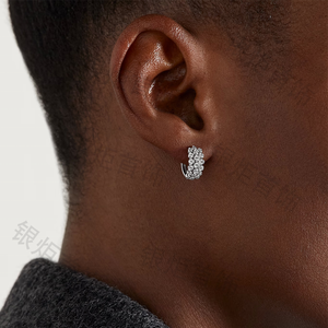 Fashionable High Quality 925 Sterling <b>Silver</b> Huggie <b>Hoop</b> <b>Earrings</b> Bezel Romantic Elegant Jewelry 0.002kg New Arrival - Product Image 3