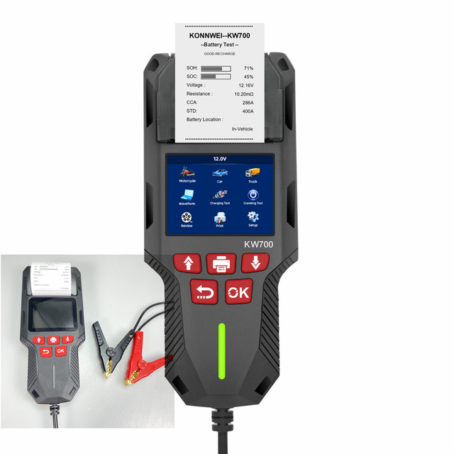 KONNWEI KW700 Digital Battery Tester High Precision Analyzers with 2.8 INCH LCD Display Cranking Charging System Tester