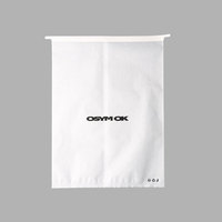 Sac à fermeture éclair en papier coton blanc avec logo personnalisé, pochette d'emballage pour vêtements