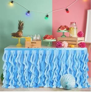 Falda de <span class=keywords><strong>mesa</strong></span> de tul <span class=keywords><strong>Hawaiano</strong></span> con volantes de Organza rectangular moderna en diseños de rodapiés de <span class=keywords><strong>mesa</strong></span> de tutú básico de pastel <span class=keywords><strong>para</strong></span> bodas - Product Image 3