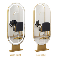 Grands Miroirs Dorés Pleine Longueur pour Salon de Coiffure Équipement de Style avec Lumière LED pour Mobilier de Salon Miroir de Coupe de Cheveux