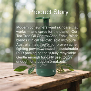 โฟมล้างหน้าทีทรีออยล์ผสมว่านหางจระเข้หมักสมุนไพร ช่วยลด<span class=keywords><strong>สิว</strong></span> ด้วยกรดซาลิไซลิกธรรมชาติ (BHA) สำหรับผิวมันและผิวผสม - Product Image 3