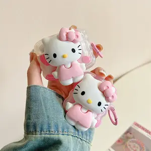 2024 New 3D hello cute kitty KT CAT Hülle für Airpods 1/2 Pro pro2 max Apple Ohrhörerhülle Silikon kabellos Bluetooth schutz