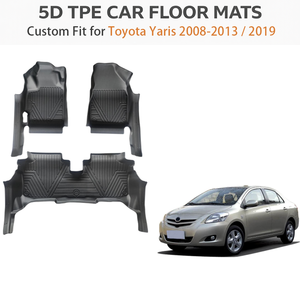 พรมปูพื้นรถยนต์ TPE แบบสั่งทำพิเศษสำหรับ Toyota Yaris ปี 2008-2013 2019 |   แผ่นรองพื้นกันน้ำทุกสภาพอากาศ ชุดเต็ม ผลิตโดย OEM - Product Image 2