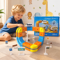 Set de Bloques de Construcción Magnéticos Versátiles, Juguete de Ensamblaje Creativo DIY, Kit de Pista de Tren 3D, Juguetes Educativos para Niños