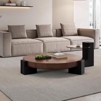Ensemble table basse ronde moderne en bois massif MDF Mobilier design simple style bois pour bureau ou chambre à coucher salon Tables centrales