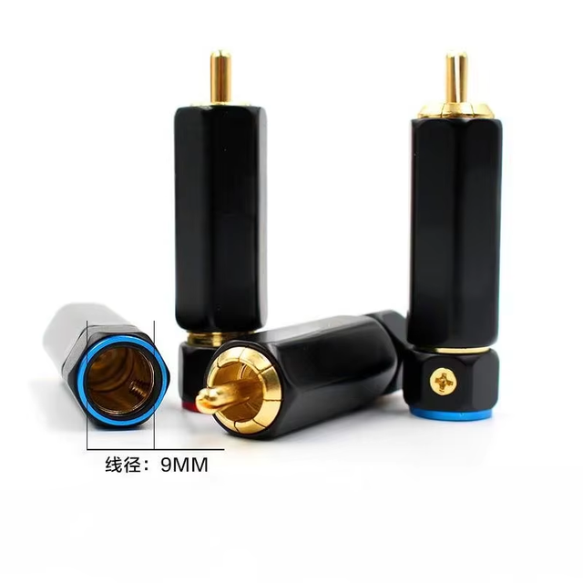 Hi-end Unwelded Gold Plated Copper AV 9mm Male RCA Plug Audio Wire Connector