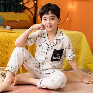 Ensemble de <span class=keywords><strong>pyjama</strong></span> boutonné 2 pièces en coton confortable vêtements de nuit à manches courtes pour enfants groupe d'âge bébé garçons et filles vêtements de salon - Product Image 6