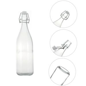 ขวดแก้วขนาด 1 ลิตร พร้อมฝาเปิดปิดแบบพลิก ขวดเครื่องดื่มขนาด 25 ออนซ์ 750 มล. พร้อมจุกแบบโยก สำหรับครัวทำคอมบูชา ขายส่ง - Product Image 4