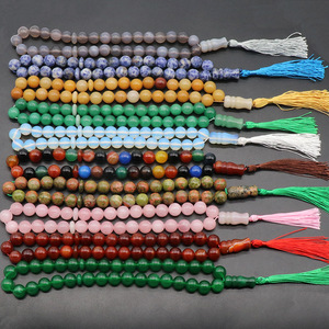 Magnifique bracelet de prière musulman en pierre d'agate naturelle de guérison, 33 perles, bijoux pour ornement de voiture, décoration - Product Image 3