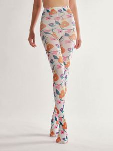 Large Flower Printed Custom logo Transparent Brown Skin Girls Trample <strong>Feet</strong> Teen in Photos Pantyhose - Product Image 5