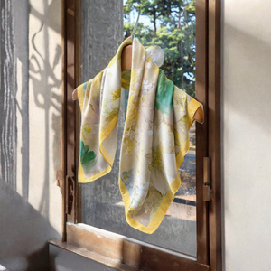 Écharpe longue en soie à imprimé floral, châle élégant en brocart pour le printemps, accessoire de vêtement d'extérieur pour femme, promotion, cadeau d'extérieur - Product Image 3