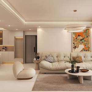 Muebles de Diseño Interior Estilo Crema de Color Sólido, Mesa y Gabinete Personalizables para Toda la Casa, para Aplicación en Villas - Product Image 3