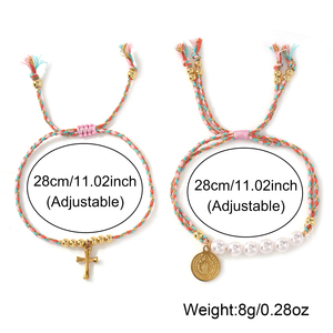 Conjunto de Pulseras Go2boho Madrina, Pulsera de Cordón Trenzado con Cruz y Pulsera de Perlas con Tarjeta de Regalo - Product Image 6