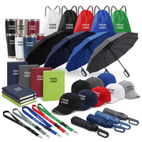 Ensemble de cadeaux promotionnels d'entreprise variés et populaires avec logo personnalisé imprimé en sérigraphie : carnet de notes en similicuir, journal, stylo, fournitures de bureau