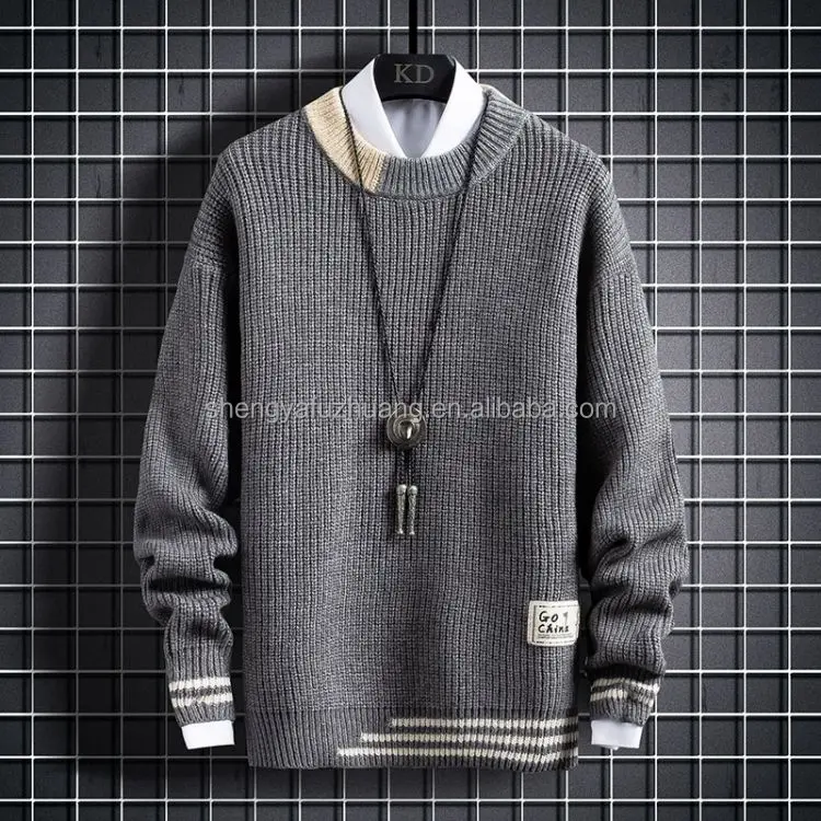 Men's wear 2022 autumn winter new turtleneck sweater men loose trend simple versatile knit shirt