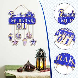 30 Days Muslim <b>Ramadan</b> Party Eid Mubarak Hanging Decor Wooden <b>Countdown</b> Calendar - Product Image 2
