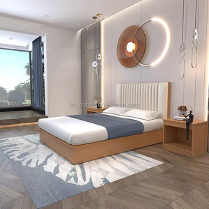 Juego de Muebles de Dormitorio Económico de Madera Maciza para Habitación Doble de Hotel, Fabricación Personalizada OEM ODM, Venta Directa de Fábrica, Cama Doble de Madera con Mesitas de Noche - Product Image 5