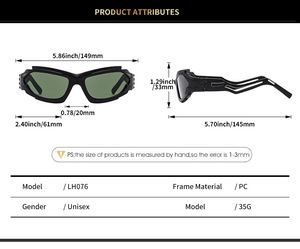 แว่นกันแดดแฟชั่น Y2K ปี 2024 สำหรับผู้ชาย ยูนิเซ็กส์ เท่ห์ ทันสมัย ป้องกันรังสียูวี 400 วัสดุ PC สินค้ามาใหม่ - Product Image 2