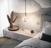 Lámpara de Noche para Dormitorio, Lámpara Colgante de Alabastro Español Blanco con Base de Latón Macizo, para Isla de Cocina, Hotel, Lámparas Colgantes de Piedra de Mármol
