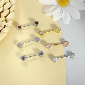 Anillo de Acero Inoxidable para <span class=keywords><strong>Mujer</strong></span>, <span class=keywords><strong>Piercing</strong></span> de Pezón Divertido, Piedra Principal de Circonita, Accesorios para <span class=keywords><strong>Piercing</strong></span> de Ombligo, 14G, Venta Al por Mayor, 1 Unidad - Product Image 2