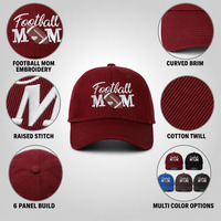 Casquette de baseball 'Football Mom' en sergé de coton brodé, 6 panneaux, visière courbée, style 'Dad Hat', pour femmes et unisexe, vente en gros, personnalisable