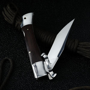 سكين EDC تكتيكي للدفاع عن النفس للاستخدام الخارجي، شفرة للصيد والتخييم متعددة الاستخدامات بمقبض خشبي للبقاء على قيد الحياة بصلابة عالية - Product Image 4