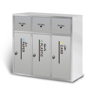 Guangzhou MAX outdoor 3 compartment recycling litter bin stainless steel trash can/3 in 1 waste bin