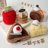 Ensemble de jouets en peluche en coton sur le thème des aliments, mignons desserts en peluche (Cupcake en velours rouge, Gâteau au chocolat, Fromage) pour la décoration