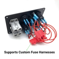 Interrupteur à bascule rond 4 gangues avec panneau en aluminium, voltmètre, interrupteur à bascule 12V, port USB PD, prise allume-cigare, prise Anderson 50A