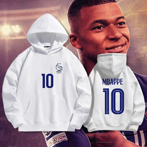 Pour l'équipe de <span class=keywords><strong>France</strong></span> <span class=keywords><strong>Mbappe</strong></span> N° 10 sweats à capuche unisexes en coton personnalisés pour jeunes, style sport, amples, doublés en polaire - Product Image 2