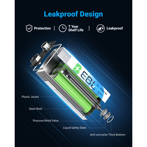 Piles alcalines EBL AA modèle 9V, lot de 4, longue durée, cylindriques, motif bouton, pour détecteurs de fumée domestiques et jouets - Product Image 3