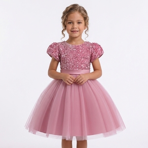 Robe de soirée formelle MQATZ Princesse Fleur pour petites filles, en toile unie anti-plis avec sequins, pour 5 ans - Product Image 1