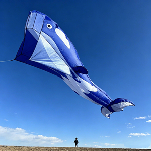 Grande ceriseau géante 3D en forme de baleine bleue et rouge, ceriseau géant sans cadre en parafoil souple, facile à piloter par vent léger - Product Image 3