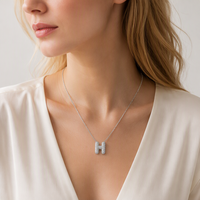 Pendentif Lettre Kirin en Gros, Plaqué Rhodium, Argent Sterling 925, Unisexe, Mode, Lettre Bulle en Zircon Cubique, Style Gothique, Personnalisable