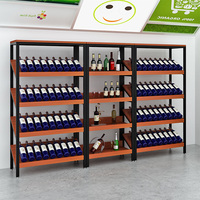 Bestseller Supermarkt Schräg-Displayregal Stahl-Holz Getränke- und Weinregal Obst-Ladenregal