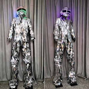 Costumes de Mirror Man avec casque LED lumineux, vêtements de scène pour bar, KTV, spectacle de danse avec lentilles <span class=keywords><strong>disco</strong></span> sur échasses - Product Image 1