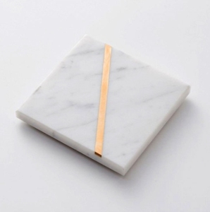 Posavasos de Mármol Blanco Natural Pulido de Lujo Ecológico con Base/Soporte de Metal Dorado, Antideslizantes, Acolchados con Fieltro, Resistentes a las Manchas - Product Image 6