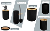 6 pièces accessoires de salle de bain ensemble porte-brosse à dents distributeur porte-savon porte-brosse de toilette poubelle pour la maison salle de lavage