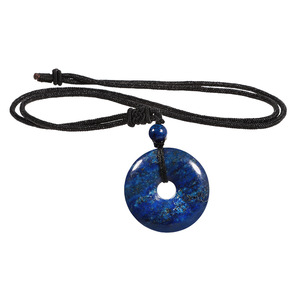 Collar con Colgante de Donut de Piedras Preciosas Naturales, Ojo de Tigre, Lapislázuli, Amatista, Cuarzo Rosa, para Mujer y Hombre - Product Image 4