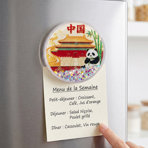 Imán de nevera personalizado redondo con líquido dinámico y purpurina, recuerdo de viaje, acrílico, con lugares emblemáticos del Reino Unido, Japón y China - Product Image 2