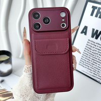 Étui de téléphone portefeuille avec fentes pour cartes, texture cuir, antichoc, finition mate pour iPhone 18 Pro Max 13 14 15 16 17 Pro
